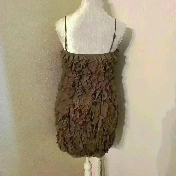 NWT MM Couture Miss Me Women’s Medium Taupe Ruffle Party Dress Strappy - Picture 3 of 8